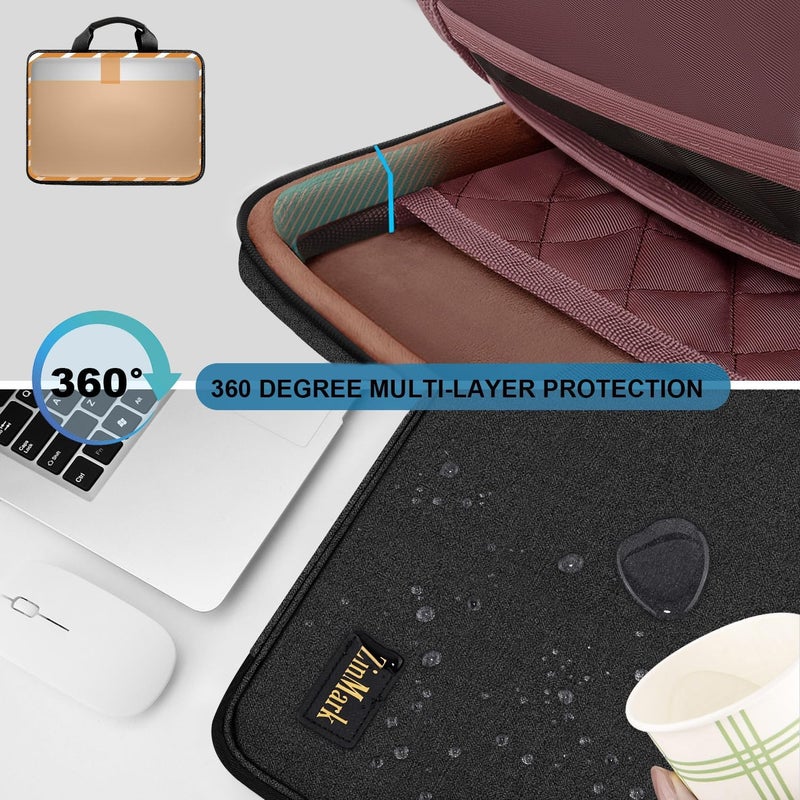 ZINMARK Store حقيبة لابتوب 15.6 بوصة حقيبة عسكرية الحماية مع حقيبة حزام قابلة للفصل، متوافقة مع جميع طرازات 15-16 بوصة ماك بوك برو ومعظم أجهزة اللابتوب الشائعة 15.6 بوصة كروم بوك (أسود) - Image 3